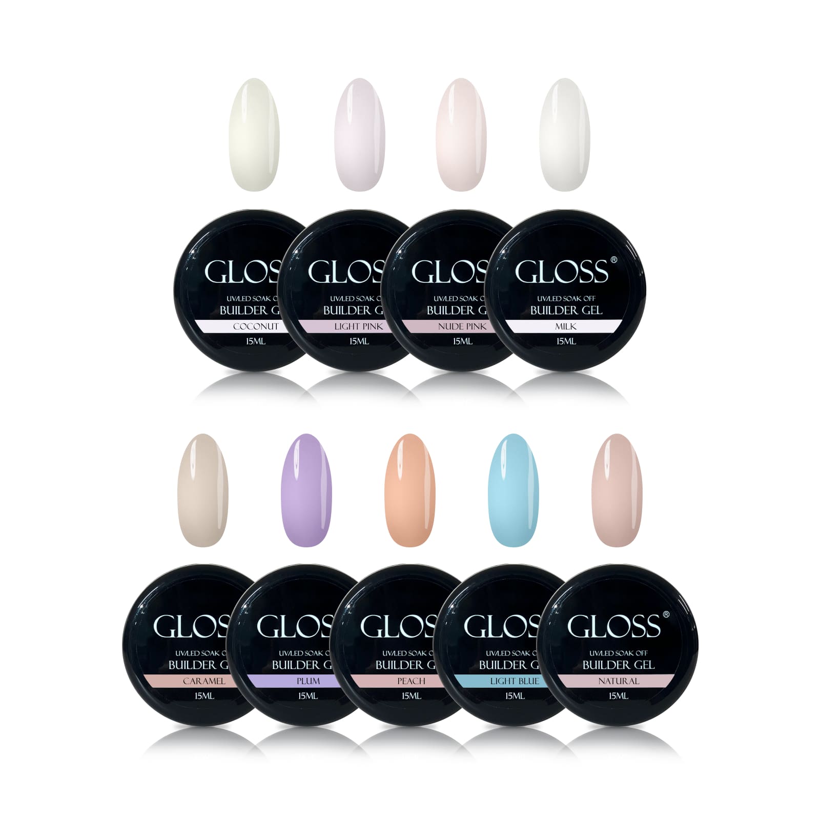 GLOSS Builder gel set, 9 pcs (15 ml)